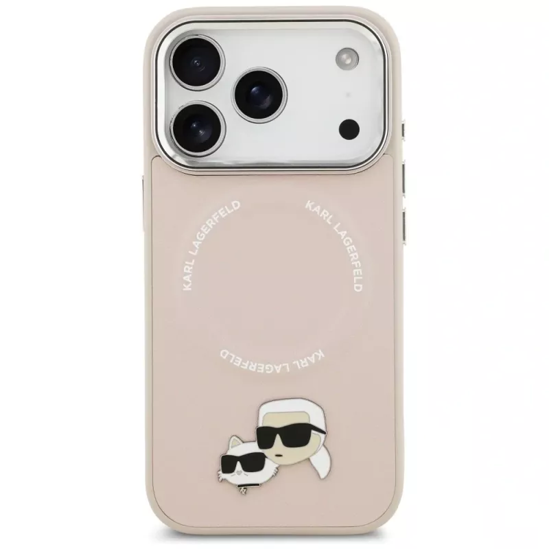 Karl Lagerfeld Karl & Choupette Pins MagSafe -kotelo iPhone 17 Pro, pinkki