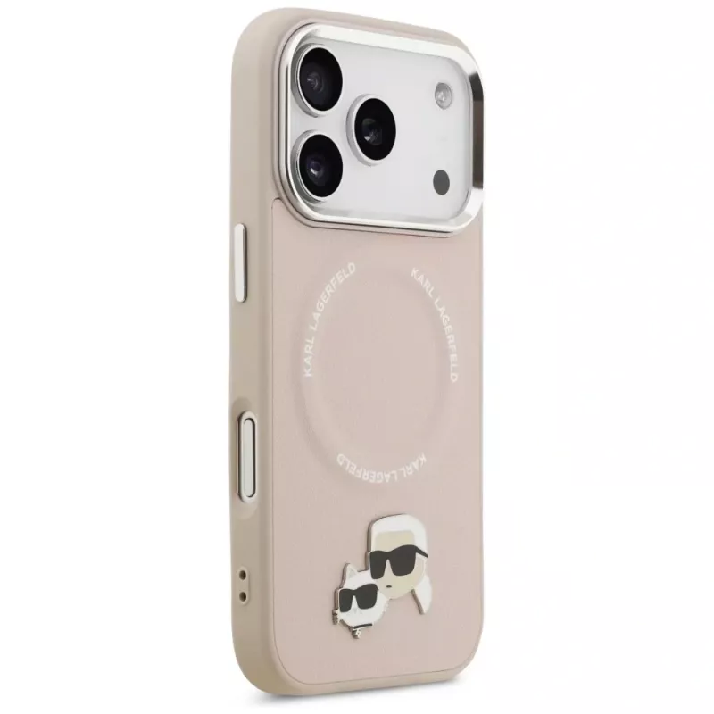 Karl Lagerfeld Karl & Choupette Pins MagSafe -kotelo iPhone 17 Pro, pinkki