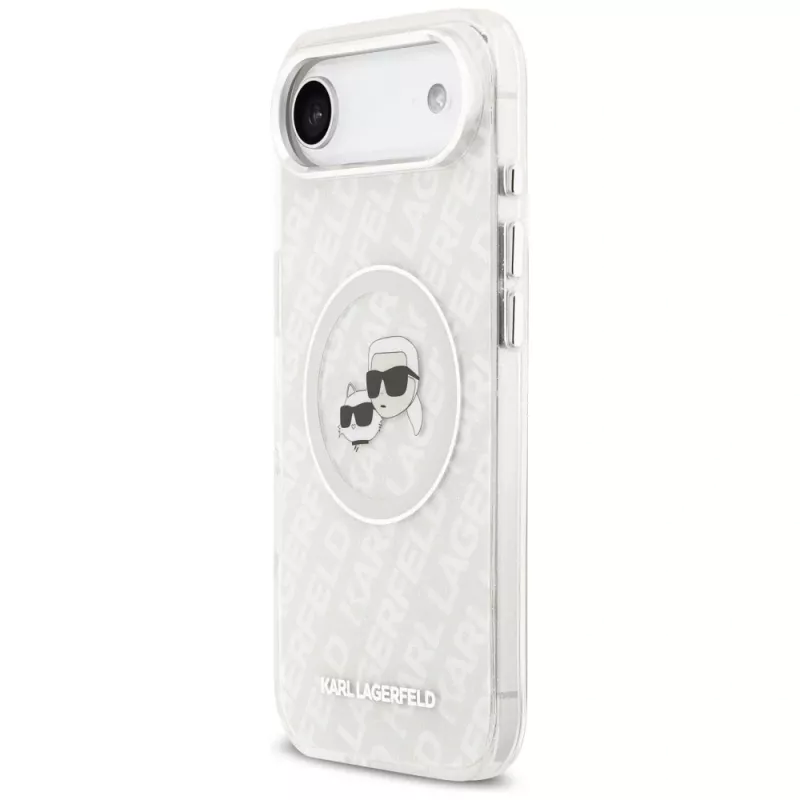 Karl Lagerfeld IML Glitter Karl & Choupette Heads Logo MagSafe-suojakuori Apple iPhone Air -puhelimelle - harmaa