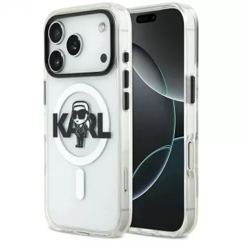 KARL LAGERFELD IML Karl Sketch Logo MagSafe -kotelo iPhone 17 Pro, läpinäkyvä