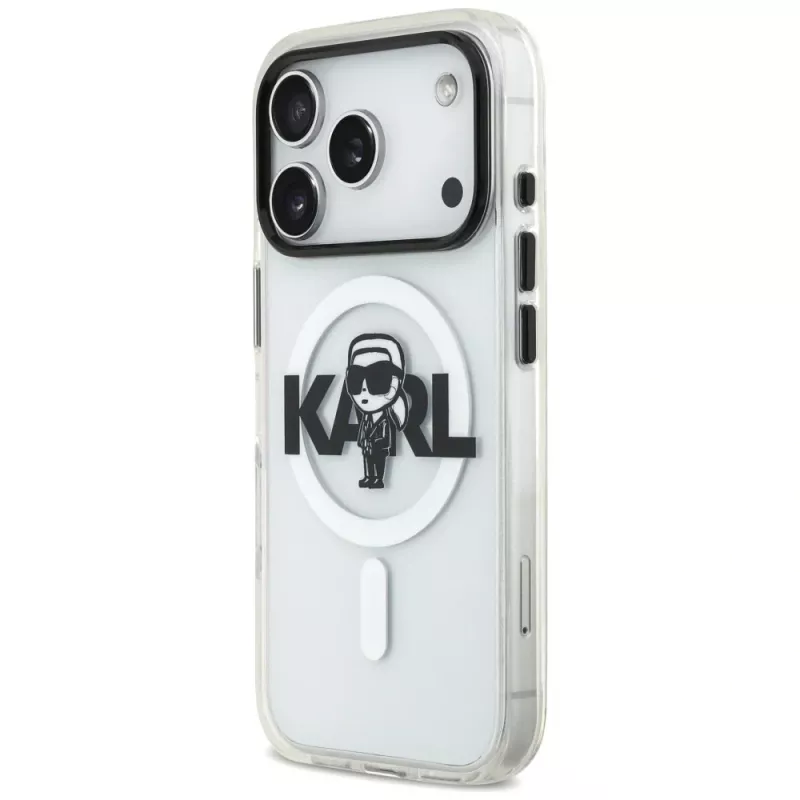 KARL LAGERFELD IML Karl Sketch Logo MagSafe -kotelo iPhone 17 Pro, läpinäkyvä