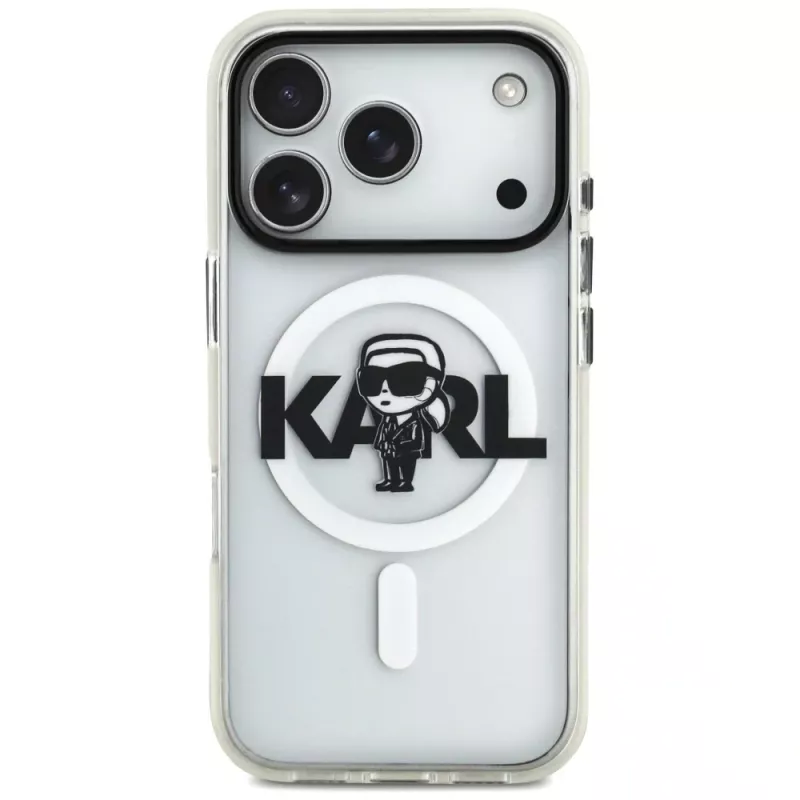 KARL LAGERFELD IML Karl Sketch Logo MagSafe -kotelo iPhone 17 Pro, läpinäkyvä