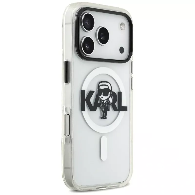 KARL LAGERFELD IML Karl Sketch Logo MagSafe -kotelo iPhone 17 Pro, läpinäkyvä
