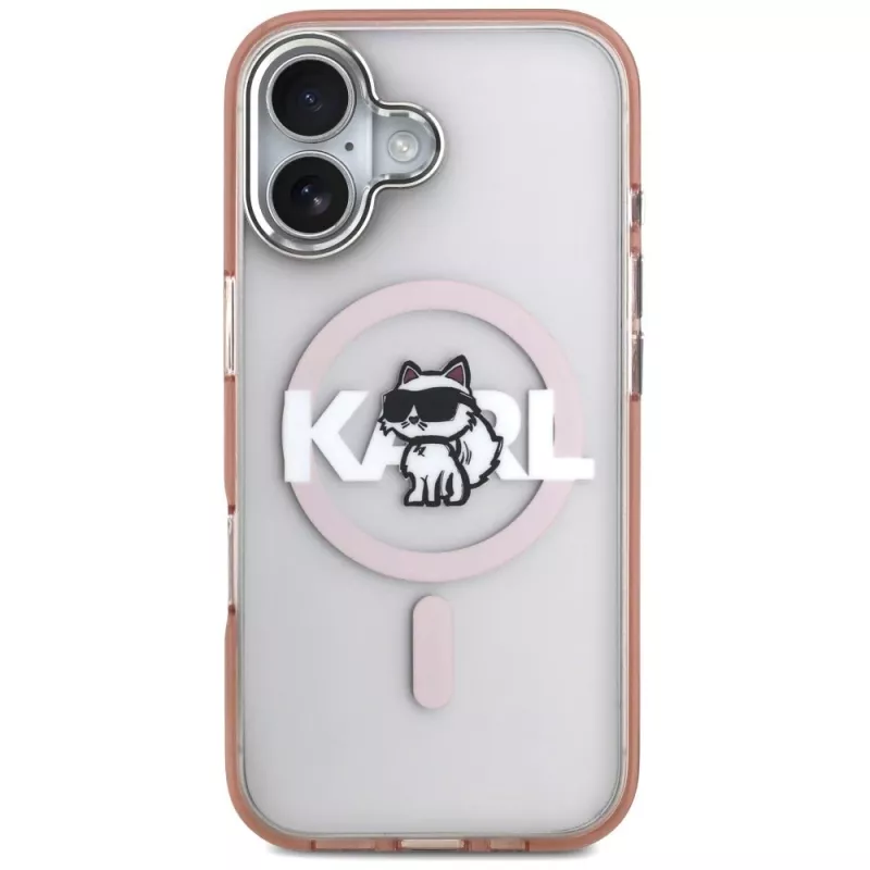 Karl Lagerfeld IML Choupette Sketch Logo MagSafe -kotelo iPhone 17, pinkki