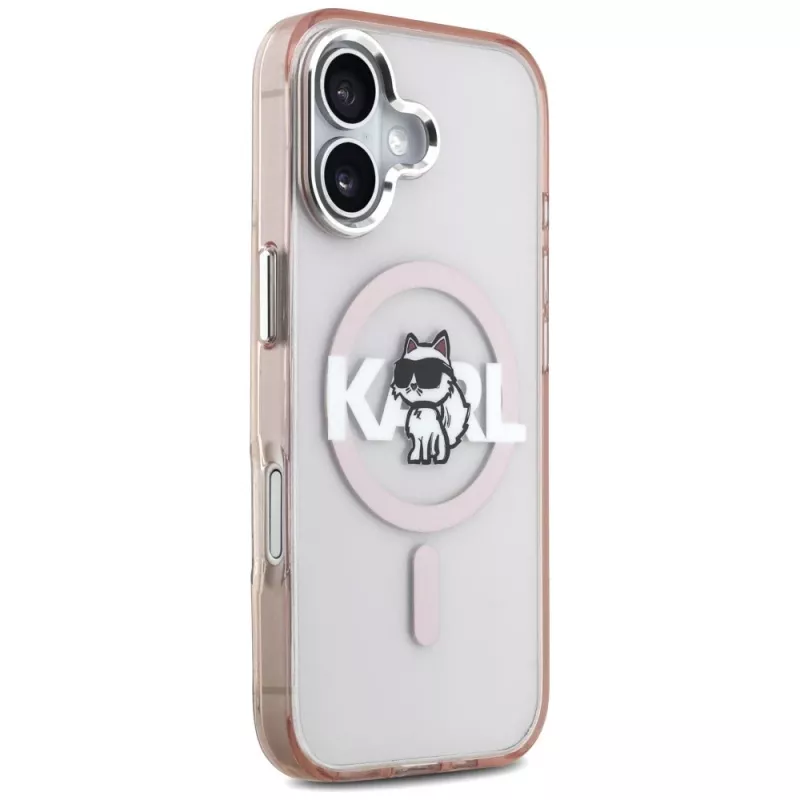 Karl Lagerfeld IML Choupette Sketch Logo MagSafe -kotelo iPhone 17, pinkki