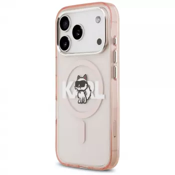 Karl Lagerfeld IML Choupette Sketch Logo MagSafe -suojakotelo iPhone 17 Pro - pinkki