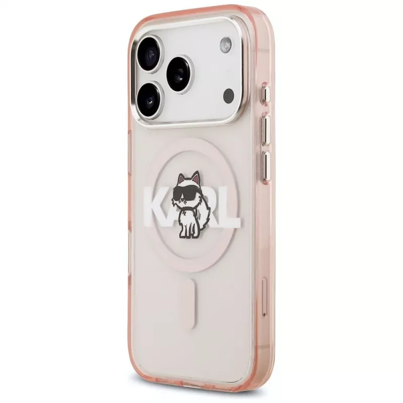Karl Lagerfeld IML Choupette Sketch Logo MagSafe -suojakotelo iPhone 17 Pro - pinkki