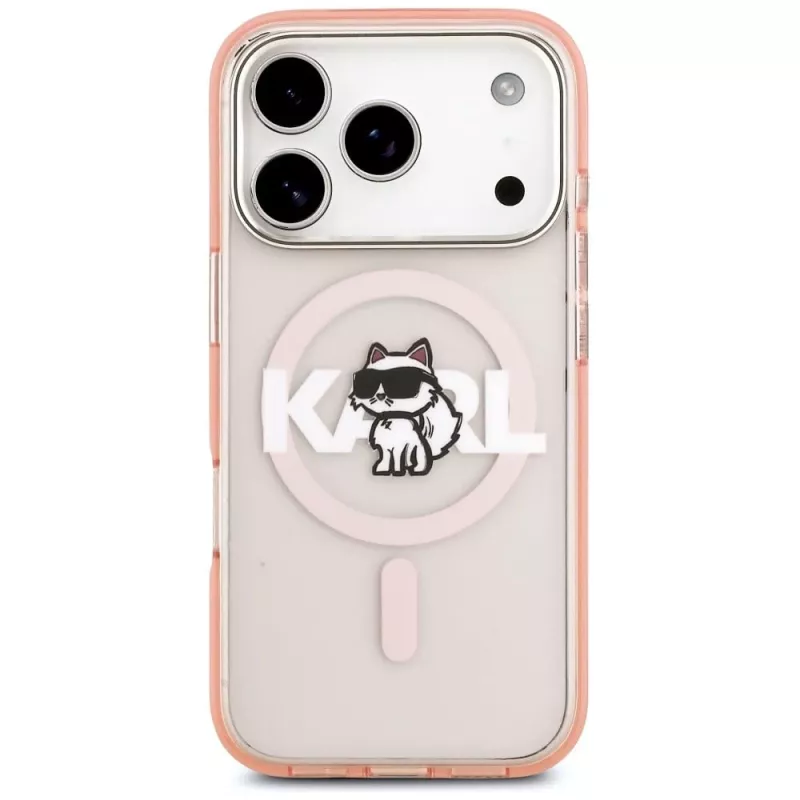 Karl Lagerfeld IML Choupette Sketch Logo MagSafe -suojakotelo iPhone 17 Pro - pinkki