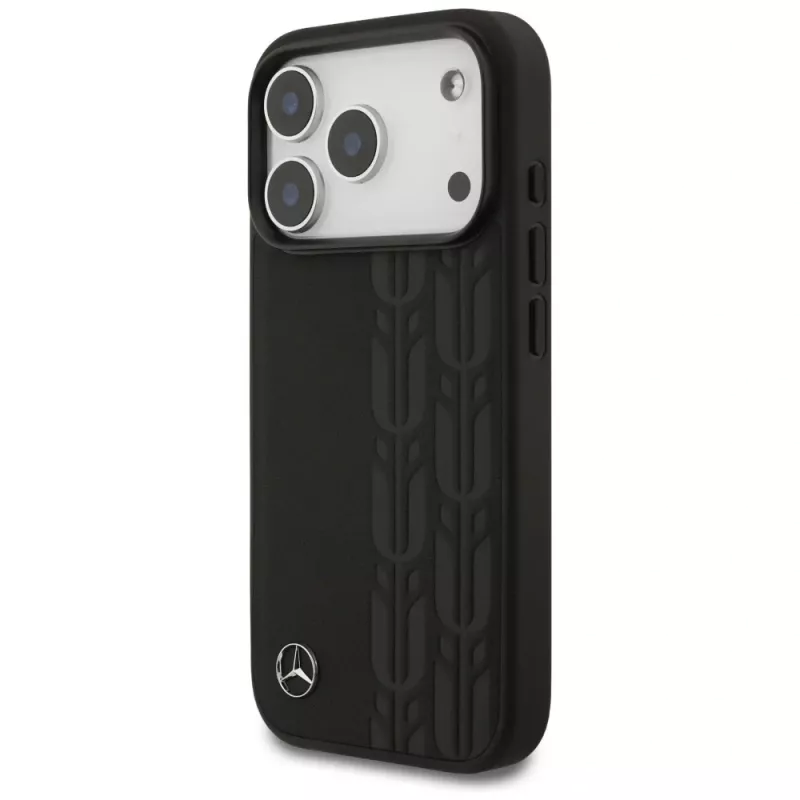Mercedes Leather Laurel Leaves MagSafe -suojakotelo iPhone 17 Pro - musta