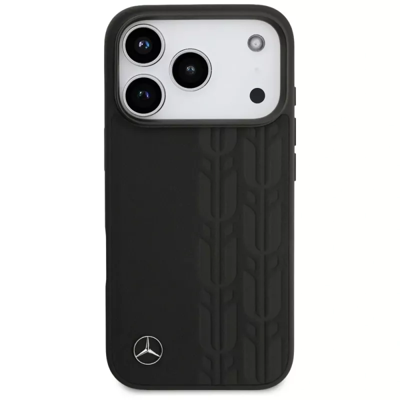 Mercedes Leather Laurel Leaves MagSafe -suojakotelo iPhone 17 Pro - musta