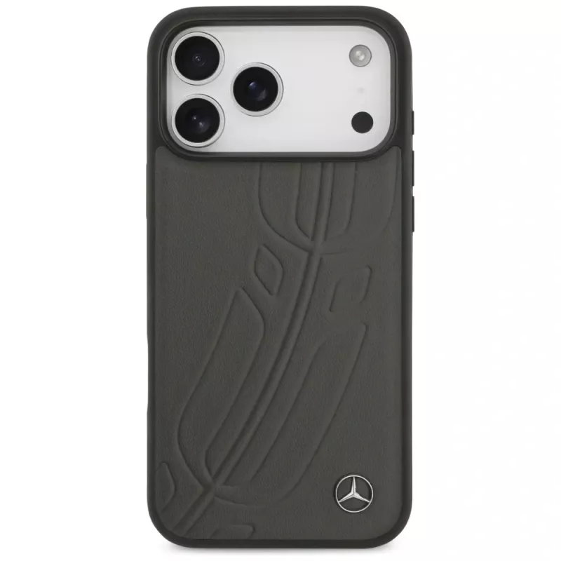 Mercedes Leather Large Laurel Leave MagSafe -suojakotelo iPhone 17 Pro Max - antrasiitti