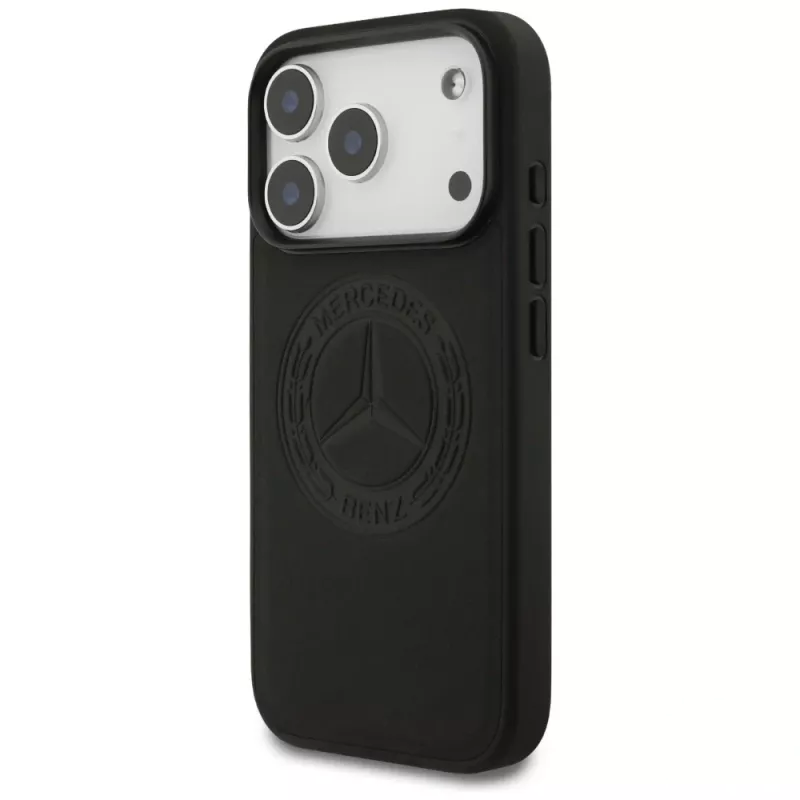 Mercedes Vintage Logo nahkainen MagSafe-suojakuori iPhone 17 Pro -puhelimelle musta