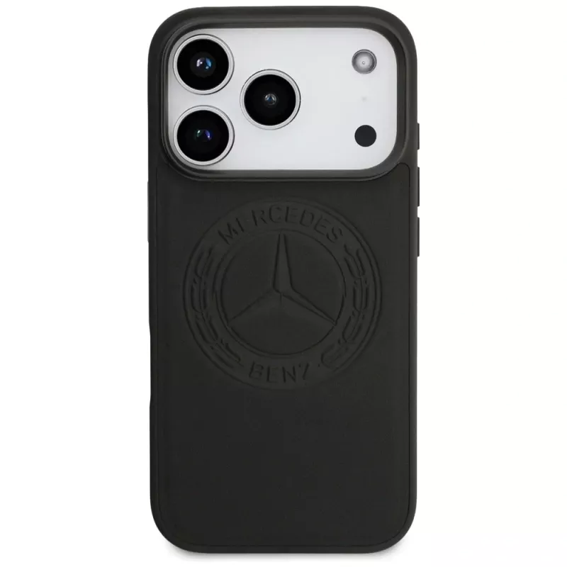 Mercedes Vintage Logo nahkainen MagSafe-suojakuori iPhone 17 Pro -puhelimelle musta