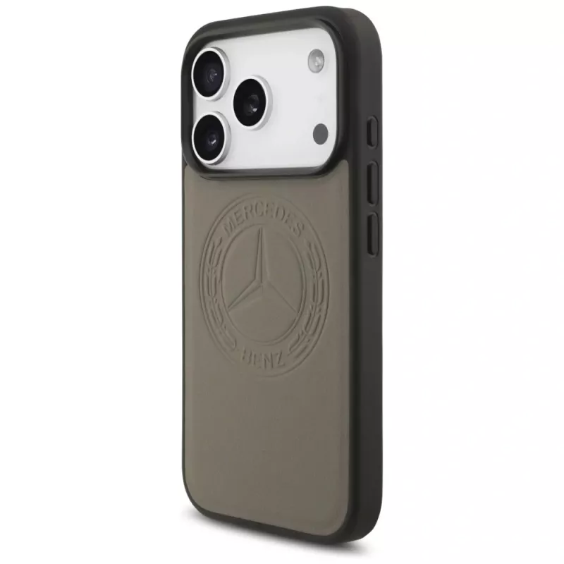 Mercedes Vintage Logo nahkainen MagSafe-suojakuori iPhone 17 Pro -puhelimelle taupe
