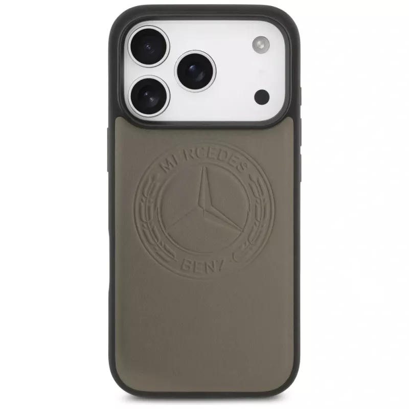 Mercedes Vintage Logo nahkainen MagSafe-suojakuori iPhone 17 Pro -puhelimelle taupe