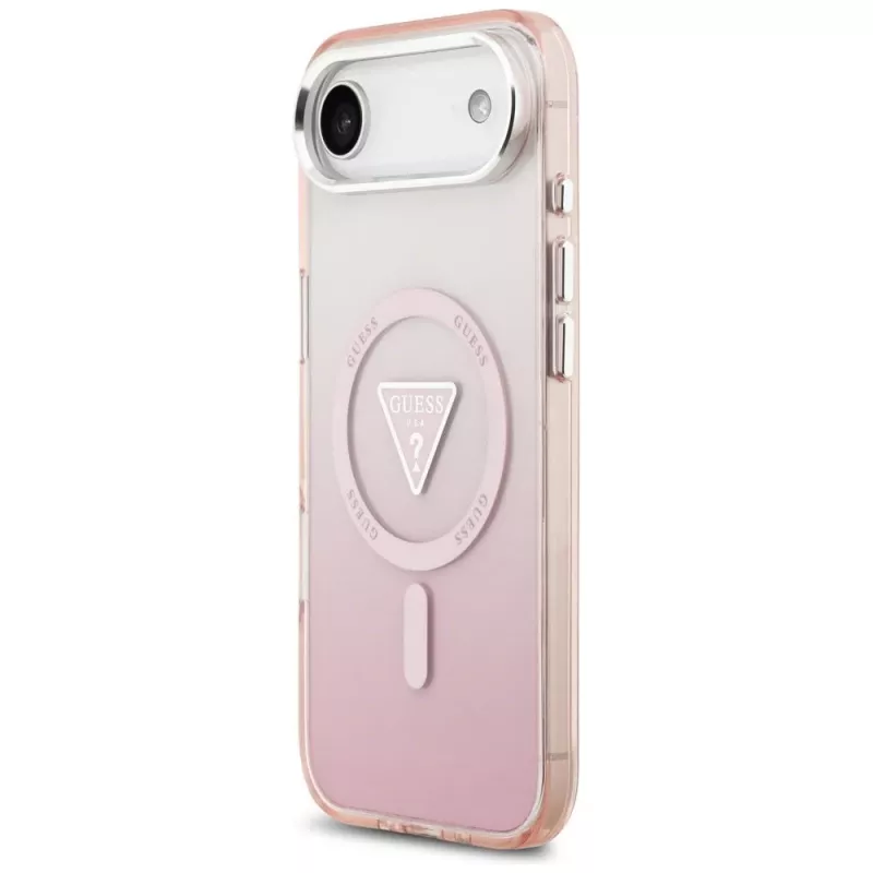 Guess IML Gradient Triangle Logo MagSafe -suojakotelo iPhone Air - pinkki