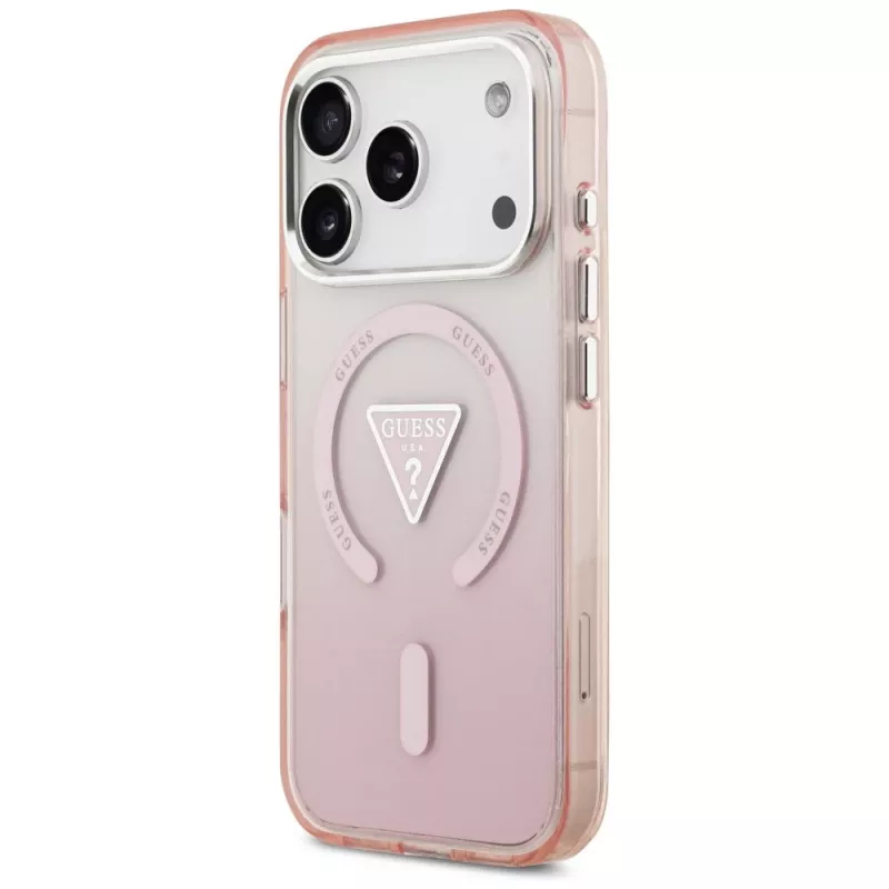 Guess IML Gradient Triangle Logo MagSafe -suojakotelo Apple iPhone 17 Pro - pinkki