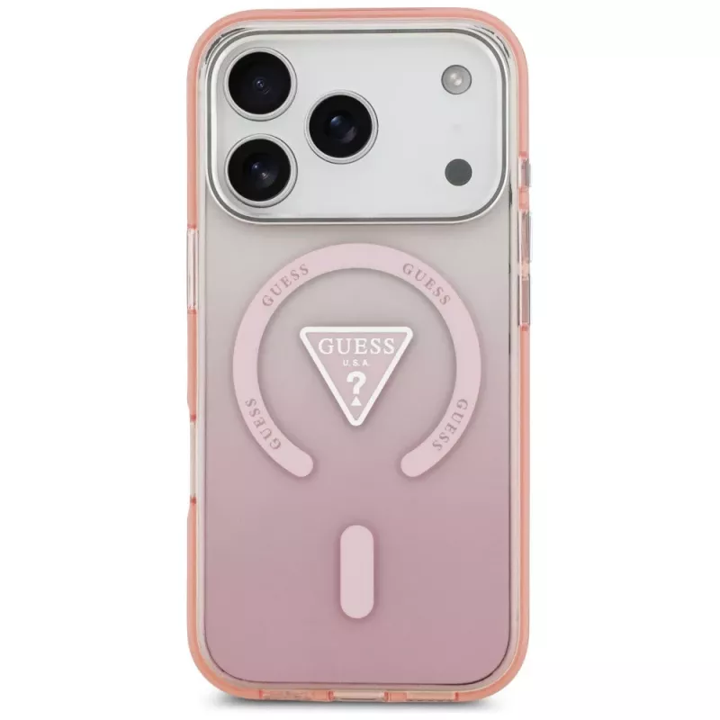 Guess IML Gradient Triangle Logo MagSafe -suojakotelo Apple iPhone 17 Pro - pinkki