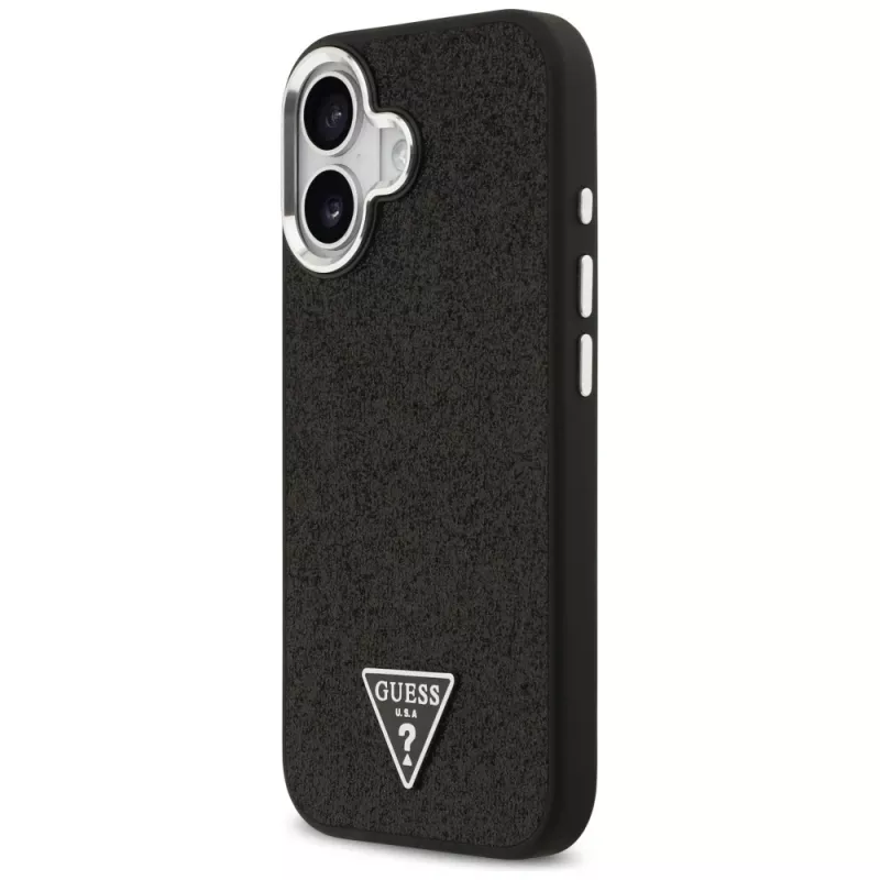 Guess Glitter Triangle Logo MagSafe -suojakotelo iPhone 17 - musta