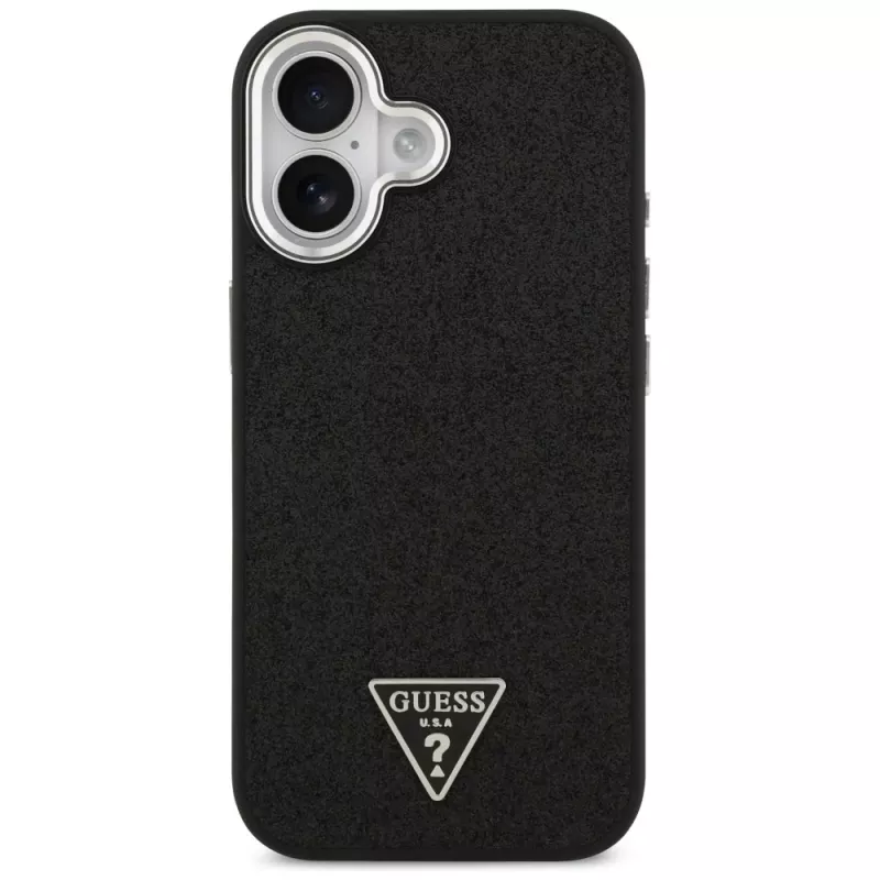 Guess Glitter Triangle Logo MagSafe -suojakotelo iPhone 17 - musta