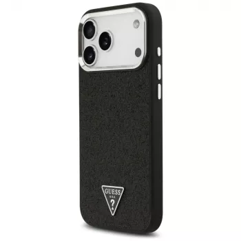 Guess Glitter Triangle Logo MagSafe -suojakotelo iPhone 17 Pro Max - musta