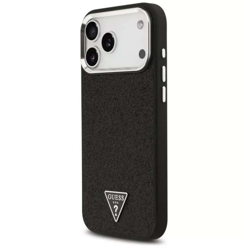 Guess Glitter Triangle Logo MagSafe -suojakotelo iPhone 17 Pro Max - musta