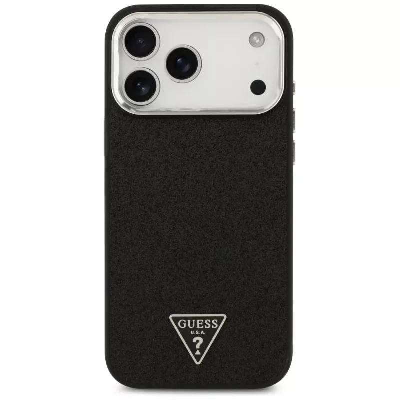 Guess Glitter Triangle Logo MagSafe -suojakotelo iPhone 17 Pro Max - musta