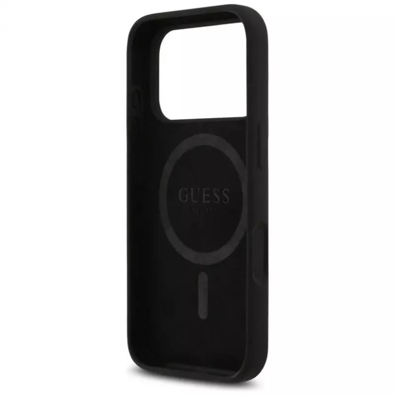 Guess silikoni Triangle Logo MagSafe -suojakotelo iPhone 17 Pro Max (musta)