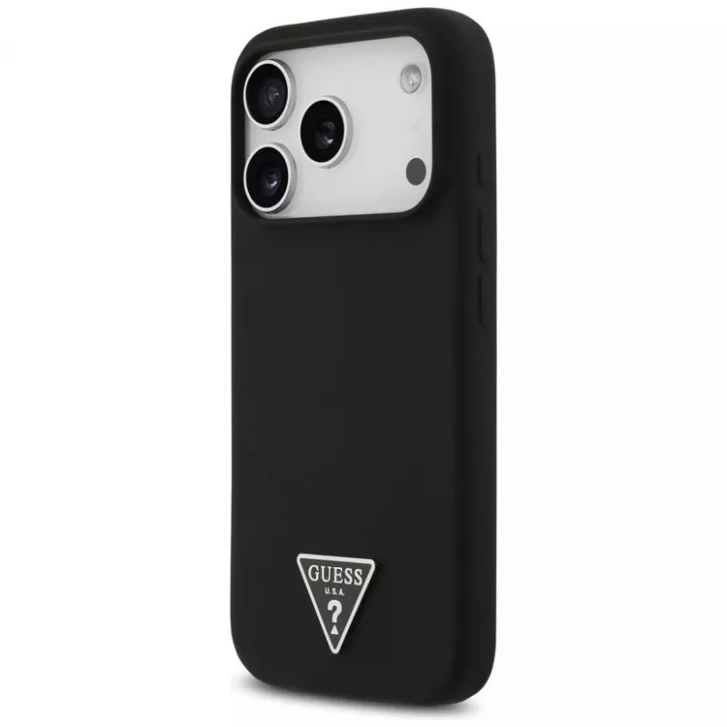 Guess silikoni Triangle Logo MagSafe -suojakotelo iPhone 17 Pro Max (musta)