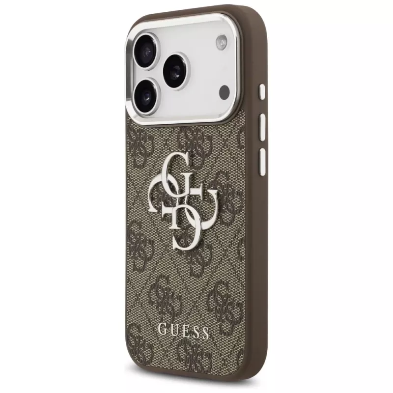 Guess 4G Big 4G Classic Logo -kuori iPhone 17 Pro (ruskea / hopea)