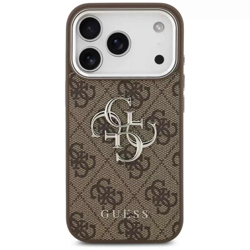 Guess 4G Big 4G Classic Logo -kuori iPhone 17 Pro (ruskea / hopea)