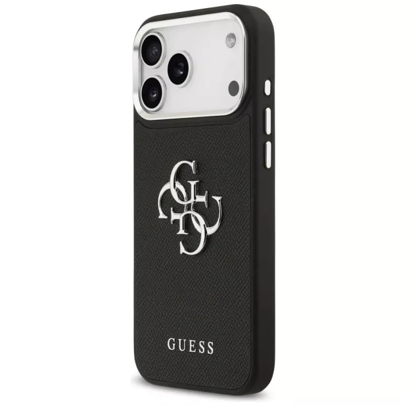Guess Grained Big 4G Classic Logo -kuori iPhone 17 Pro Max - musta