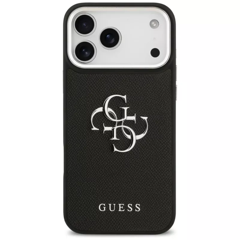 Guess Grained Big 4G Classic Logo -kuori iPhone 17 Pro Max - musta