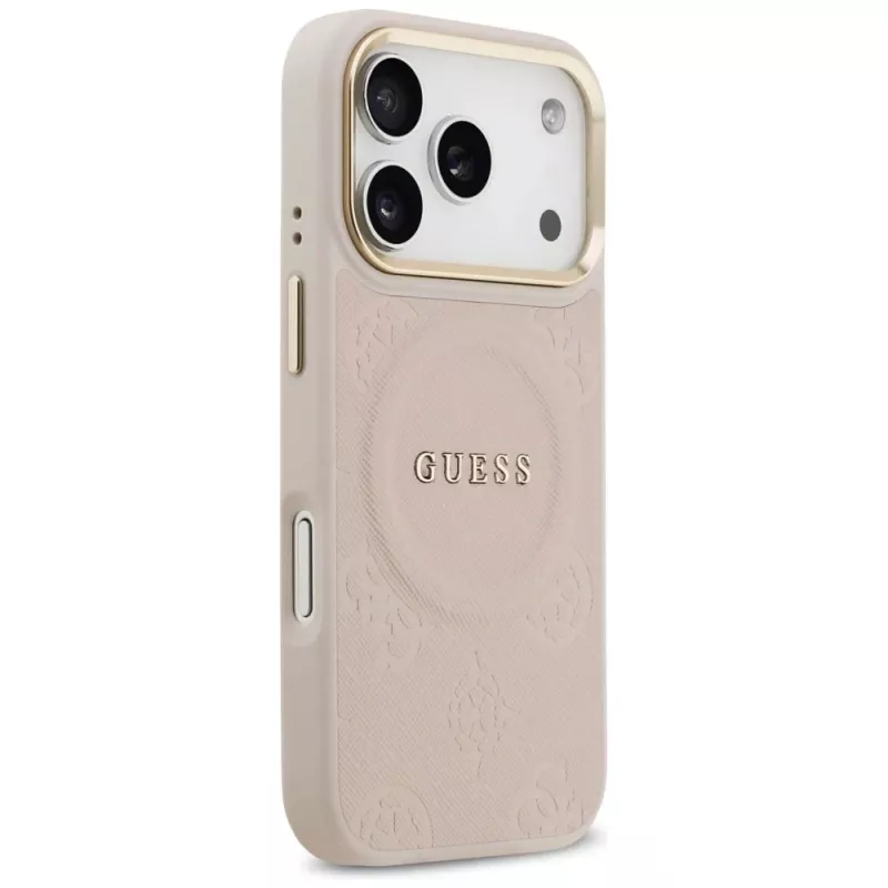 Guess Peony Hot Stamp MagSafe -kuori iPhone 17 Pro, pinkki