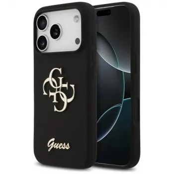 Guess Silicone Big 4G Script -kuori iPhone 17 Pro musta