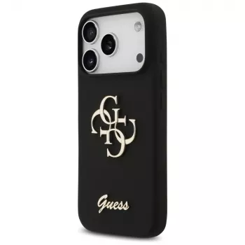 Guess Silicone Big 4G Script -kuori iPhone 17 Pro musta