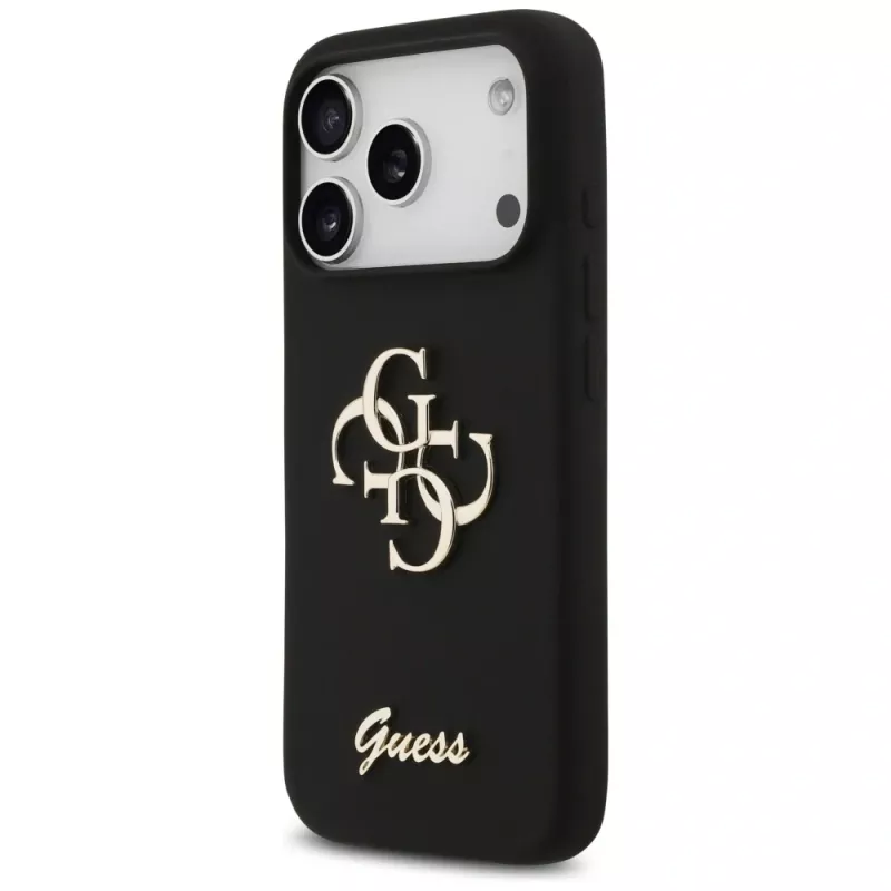 Guess Silicone Big 4G Script -kuori iPhone 17 Pro musta