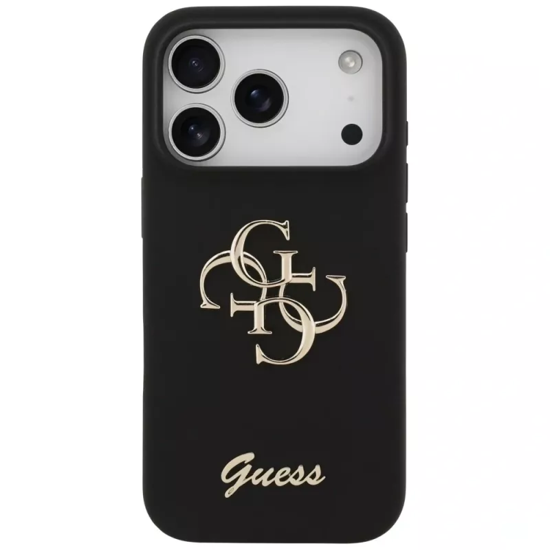 Guess Silicone Big 4G Script -kuori iPhone 17 Pro musta