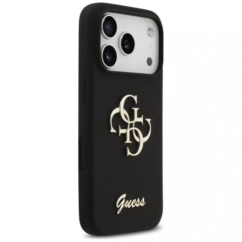 Guess Silicone Big 4G Script -kuori iPhone 17 Pro musta