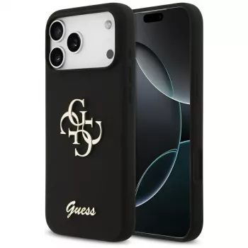 Guess Silicone Big 4G Script -kuori iPhone 17 Pro Max, musta