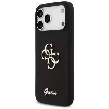 Guess Silicone Big 4G Script -kuori iPhone 17 Pro Max, musta