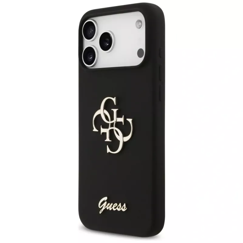 Guess Silicone Big 4G Script -kuori iPhone 17 Pro Max, musta