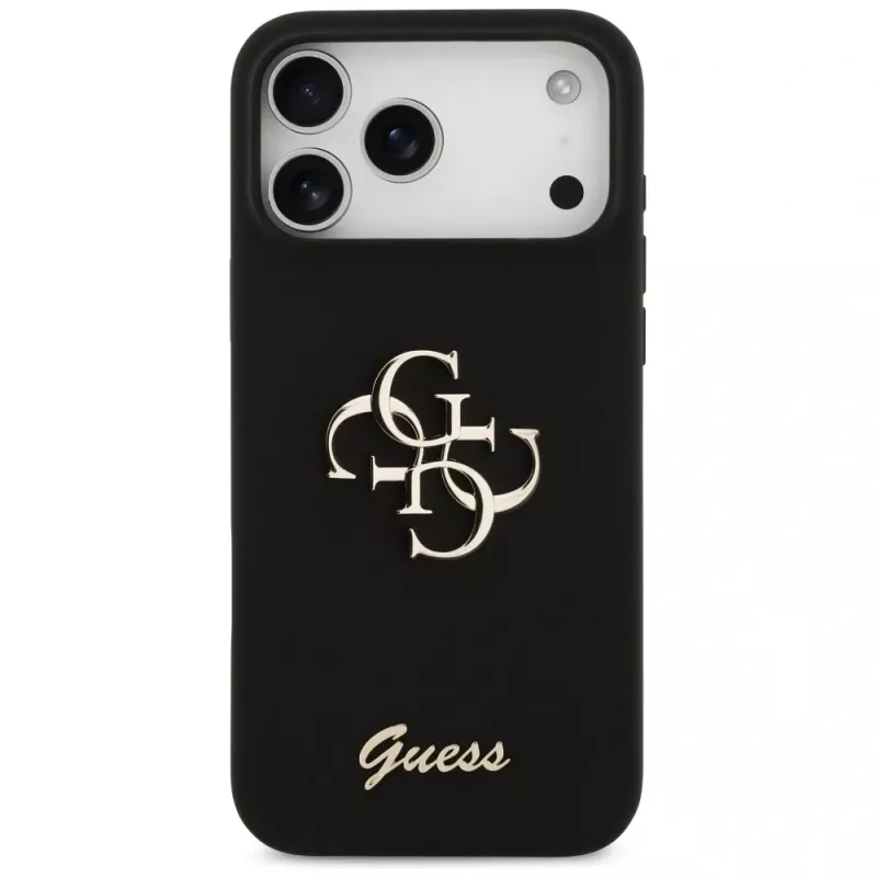 Guess Silicone Big 4G Script -kuori iPhone 17 Pro Max, musta
