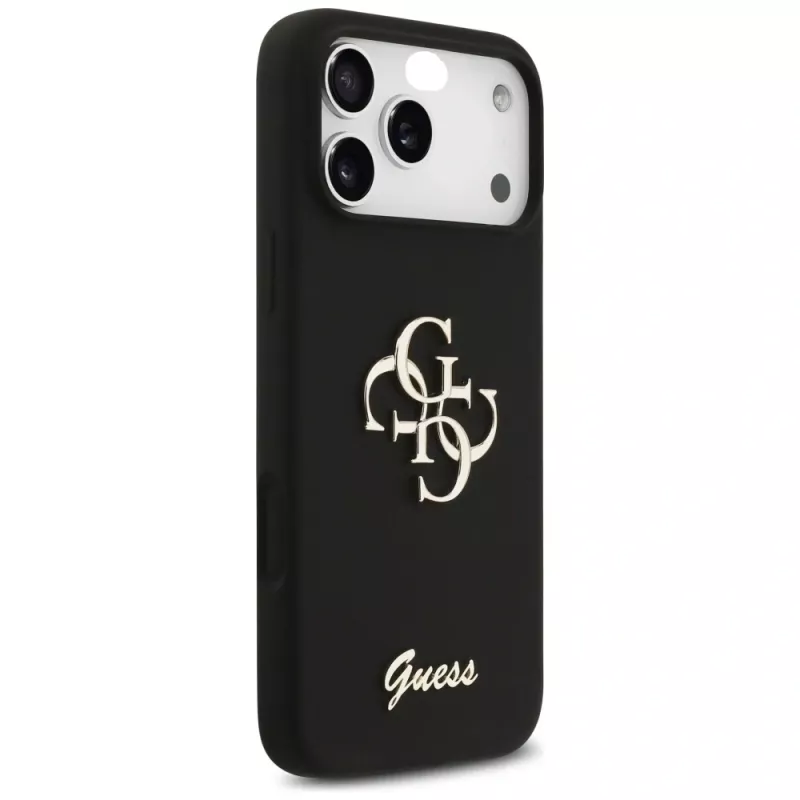 Guess Silicone Big 4G Script -kuori iPhone 17 Pro Max, musta