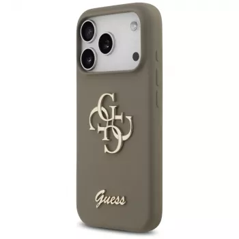 Guess Silicone Big 4G Script kotelo iPhone 17 Pro ruskea