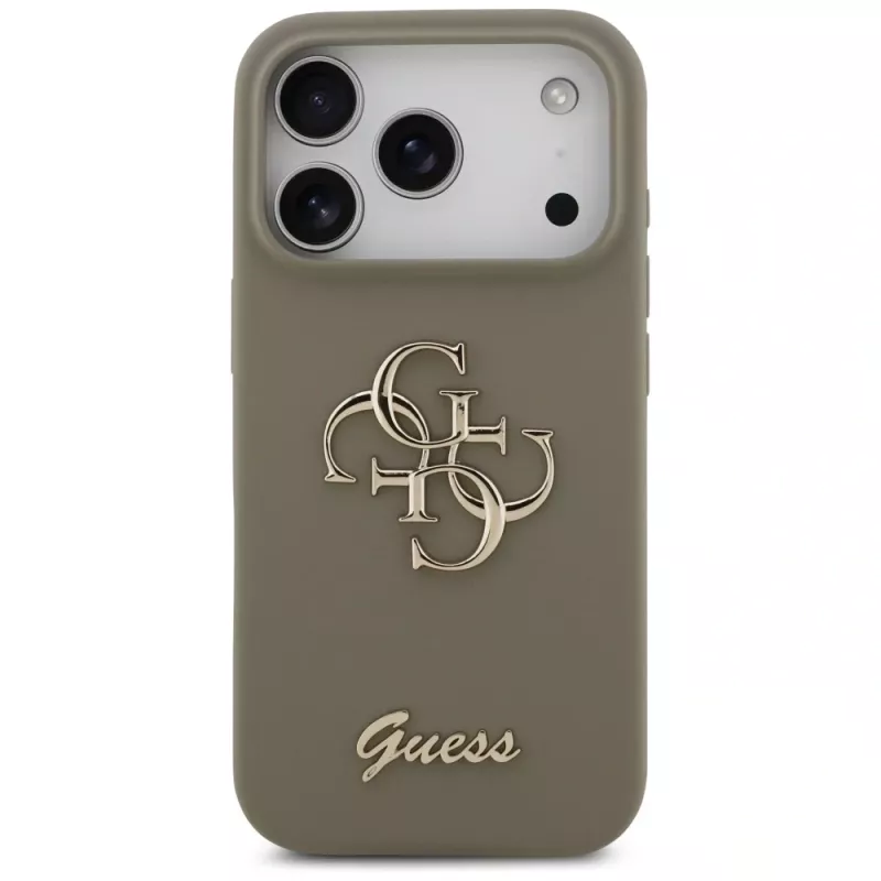 Guess Silicone Big 4G Script kotelo iPhone 17 Pro ruskea