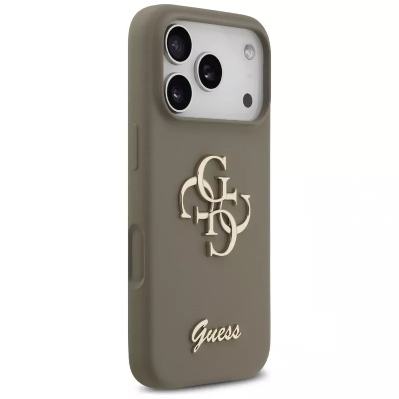 Guess Silicone Big 4G Script kotelo iPhone 17 Pro ruskea