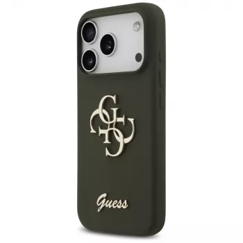 Guess Silicone Big 4G Script kotelo iPhone 17 Pro - khaki