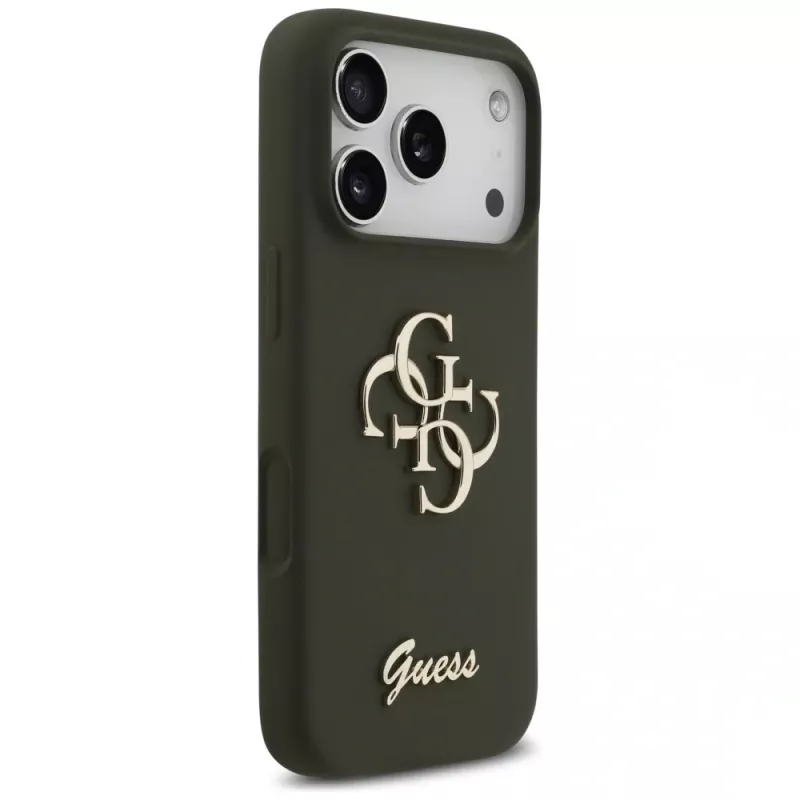 Guess Silicone Big 4G Script kotelo iPhone 17 Pro - khaki