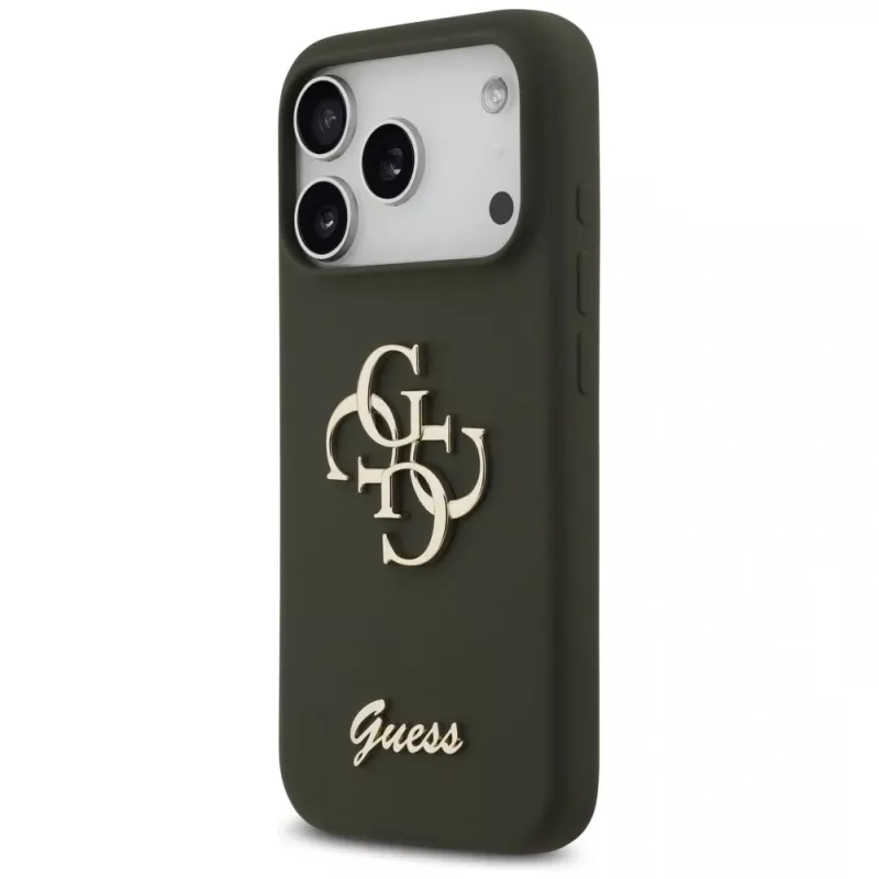 Guess Silicone Big 4G Script kotelo iPhone 17 Pro Max khaki